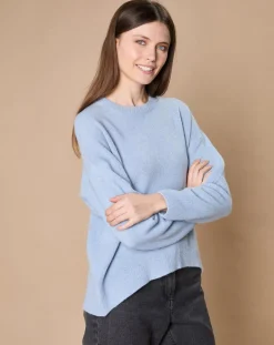 Pull 100% Cachemire 4 fils Ophélie col rond bleu clair-Oscar et Louise Hot