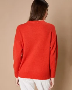 Pull 100% Cachemire 4 fils Ophélie col rond orange brique-Oscar et Louise New
