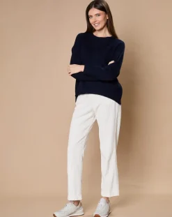 Femme Oscar et Louise Pulls^Pull 100% Cachemire 4 fils Ophélie col rond bleu marine