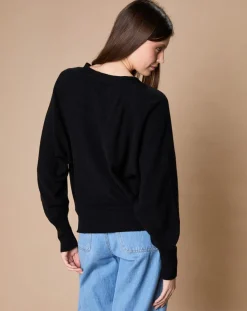 Pull 100% Cachemire 4 fils Romy col V profond noir-Oscar et Louise Best