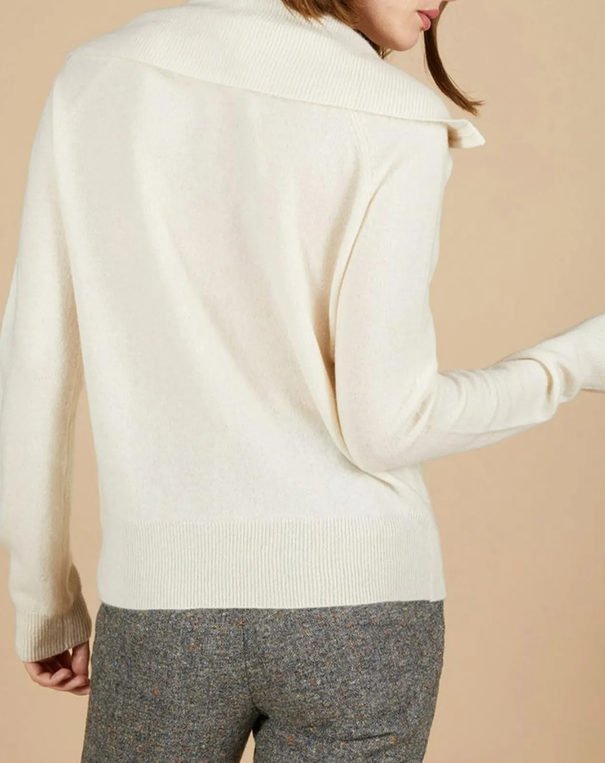 Femme Cashmere Tribu Pulls^Pull 100% Cachemire Audrey col zippé écru