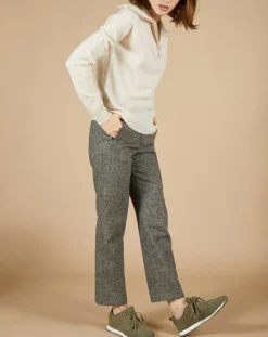Femme Cashmere Tribu Pulls^Pull 100% Cachemire Audrey col zippé écru