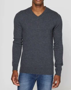 Homme Galeries Lafayette Pulls^Pull 100% Cachemire Bachve col V gris foncé