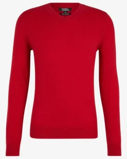 Homme Galeries Lafayette Pulls^Pull 100% Cachemire Bachve col V rouge