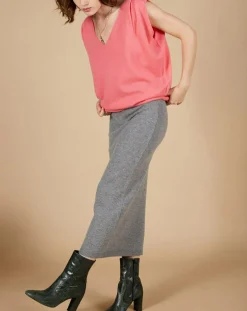 Pull 100% Cachemire Bella épaulettes rose-Cashmere Tribu New