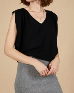 Femme Cashmere Tribu Pulls^Pull 100% Cachemire Bella épaulettes noir