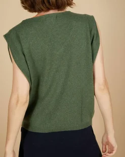 Femme Cashmere Tribu Pulls^Pull 100% Cachemire Bella épaulettes kaki