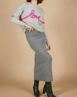 Pull 100% Cachemire Beyonce col rond gris chiné clair-Cashmere Tribu Hot