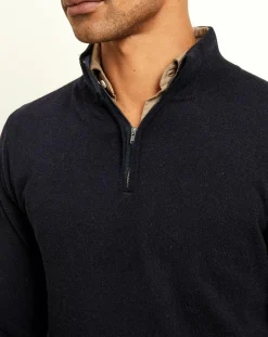 Pull 100% Cachemire col camionneur Bombay bleu marine/biarritz-Uverny Outlet