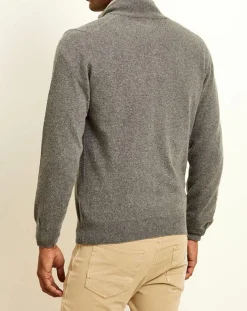 Pull 100% Cachemire col camionneur gris foncé/sable-Uverny New