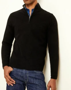 Homme Uverny Pulls^Pull 100% Cachemire col camionneur Bombay noir/gris
