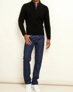 Homme Uverny Pulls^Pull 100% Cachemire col camionneur Bombay noir/gris