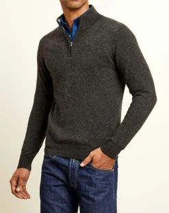 Pull 100% Cachemire col camionneur Bombay anthracite/ gris clair-Uverny