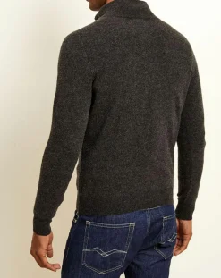 Pull 100% Cachemire col camionneur Bombay anthracite/ gris clair-Uverny