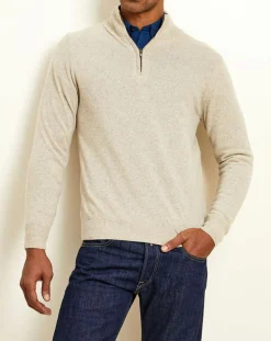 Pull 100% Cachemire col camionneur Bombay beige chiné/pavé-Uverny Sale