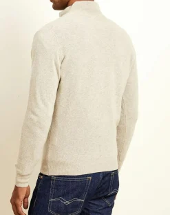 Pull 100% Cachemire col camionneur Bombay beige chiné/pavé-Uverny Sale