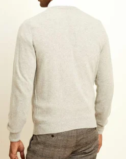 Pull 100% Cachemire col col rond gris chiné-Uverny Discount