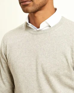 Pull 100% Cachemire col col rond gris chiné-Uverny Discount