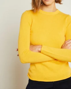Femme Miss Cashmere Pulls^Pull 100% Cachemire col ras du cou Xena jaune