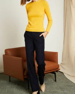 Femme Miss Cashmere Pulls^Pull 100% Cachemire col ras du cou Xena jaune