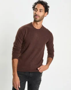 Homme Galeries Lafayette Pulls^Pull 100% Cachemire col Rdc Uni Nachron marron