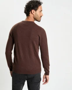 Homme Galeries Lafayette Pulls^Pull 100% Cachemire col Rdc Uni Nachron marron