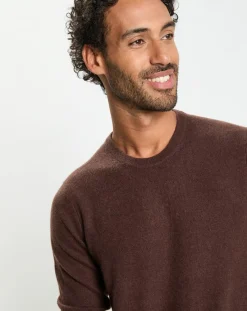 Homme Galeries Lafayette Pulls^Pull 100% Cachemire col Rdc Uni Nachron marron