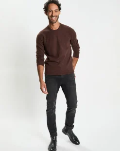 Homme Galeries Lafayette Pulls^Pull 100% Cachemire col Rdc Uni Nachron marron