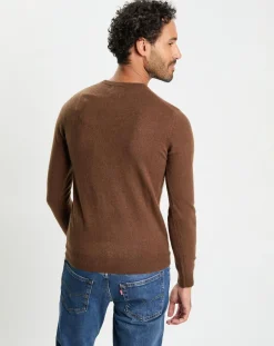 Homme Galeries Lafayette Pulls^Pull 100% Cachemire col Rdc Uni Nachron marron