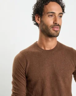 Homme Galeries Lafayette Pulls^Pull 100% Cachemire col Rdc Uni Nachron marron
