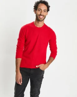 Homme Galeries Lafayette Pulls^Pull 100% Cachemire col Rdc Uni Nachron rouge