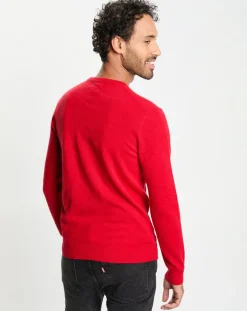 Homme Galeries Lafayette Pulls^Pull 100% Cachemire col Rdc Uni Nachron rouge