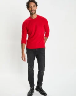 Homme Galeries Lafayette Pulls^Pull 100% Cachemire col Rdc Uni Nachron rouge