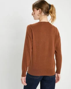 Femme Galeries Lafayette Pulls^Pull 100% Cachemire col rond Zabri marron moyen