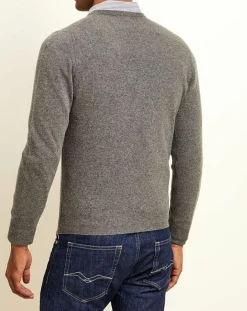 Pull 100% Cachemire col rond London gris chiné-Uverny