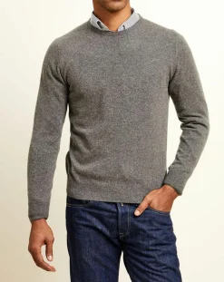 Pull 100% Cachemire col rond London gris chiné-Uverny