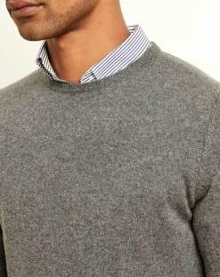 Pull 100% Cachemire col rond London gris chiné-Uverny