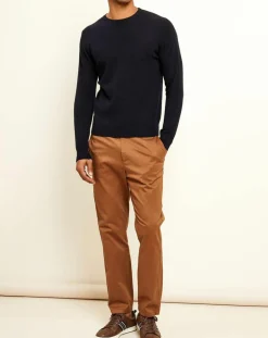 Pull 100% Cachemire col rond London bleu marine-Uverny Sale