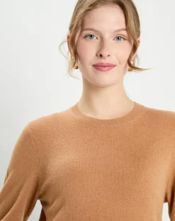 Pull 100% Cachemire col rond Zabri camel-Galeries Lafayette New