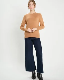 Pull 100% Cachemire col rond Zabri camel-Galeries Lafayette New