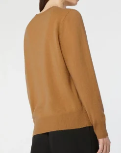 Pull 100% Cachemire col rond Zabri camel-Galeries Lafayette New