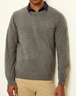 Pull 100% Cachemire col rond gris foncé-Uverny Online