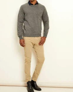 Pull 100% Cachemire col rond gris foncé-Uverny Online