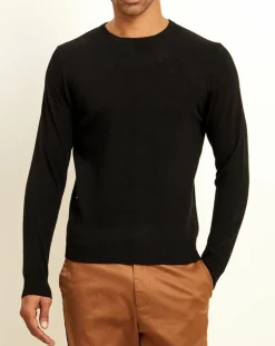 Homme Uverny Pulls^Pull 100% Cachemire col rond London noir
