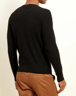 Homme Uverny Pulls^Pull 100% Cachemire col rond London noir