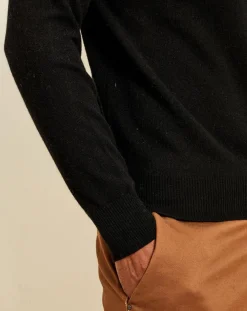 Homme Uverny Pulls^Pull 100% Cachemire col rond London noir