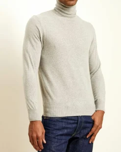 Homme Uverny Pulls^Pull 100% Cachemire col roulé Orlando gris clair