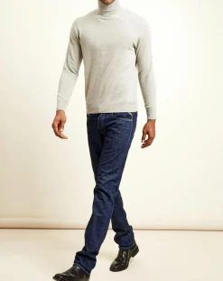 Homme Uverny Pulls^Pull 100% Cachemire col roulé Orlando gris clair