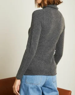 Pull 100% Cachemire col roulé Jane gris chiné foncé-Miss Cashmere Sale