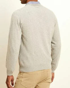 Homme Uverny Pulls^Pull 100% Cachemire col V gris clair